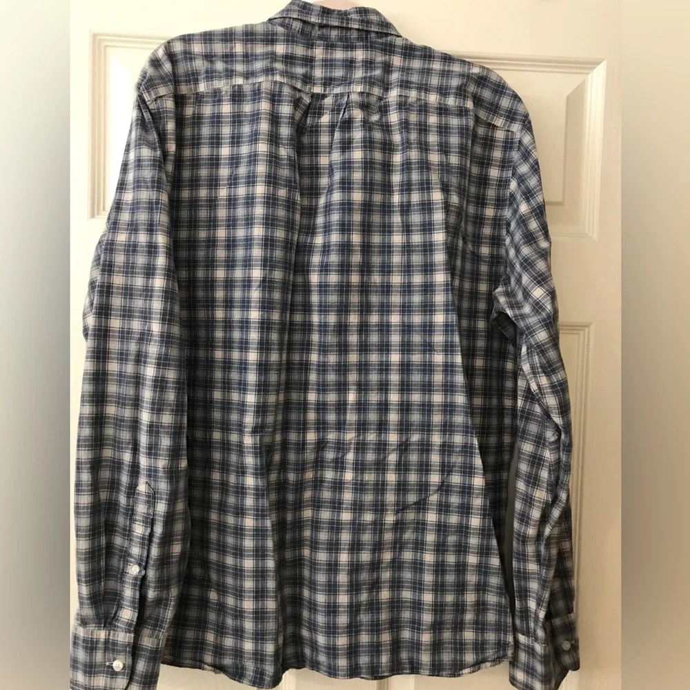 J. Crew Blue/White Plaid Men's Shirt Button Long Sleeve Sz‎ Large Preowned
